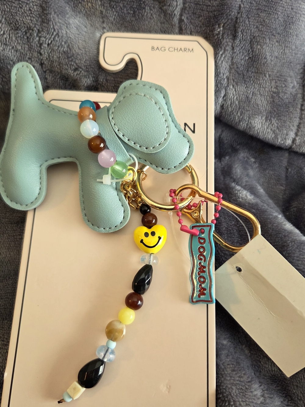 Dog-Shaped Mint Green Key Charm Bag Accessory